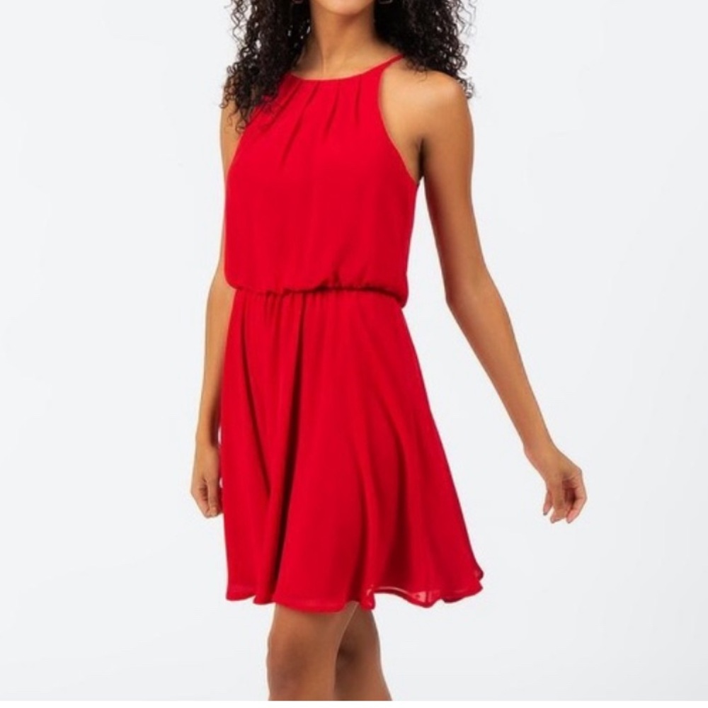 EUC Red elastic waist dress, size large